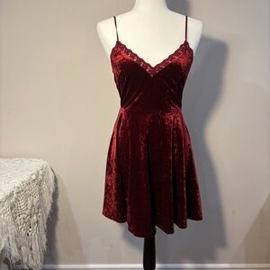 BNWT. Forever 21 Velvet Mini Dress in Deep Red